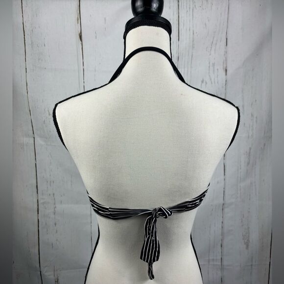 Kenneth Cole Reaction Multicolored Striped Cross Front Bandeau Bikini Top M - Picture 3 of 7